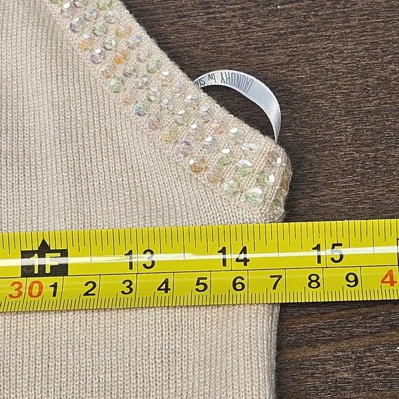 Laundry Shelli Segal Silk Cashmere Sequin Trim Sweater Set Tank Cardigan S V - Picture 9 of 16